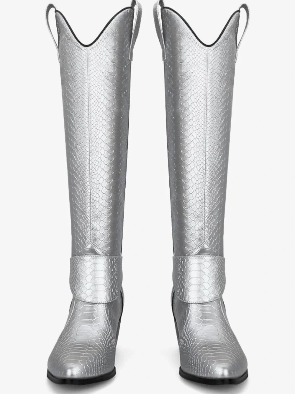 Silver Textured Over-the-Knee Women's Boots